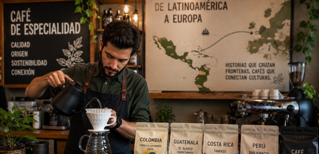 Barista preparando café de especialidad