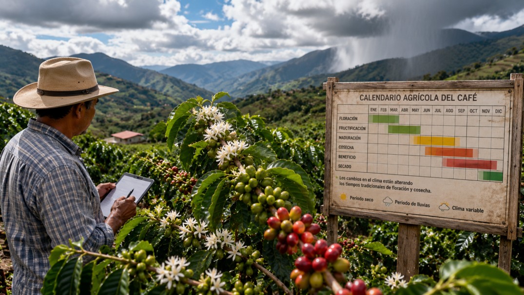 Productores de café durante la recolección en una plantación latinoamericana